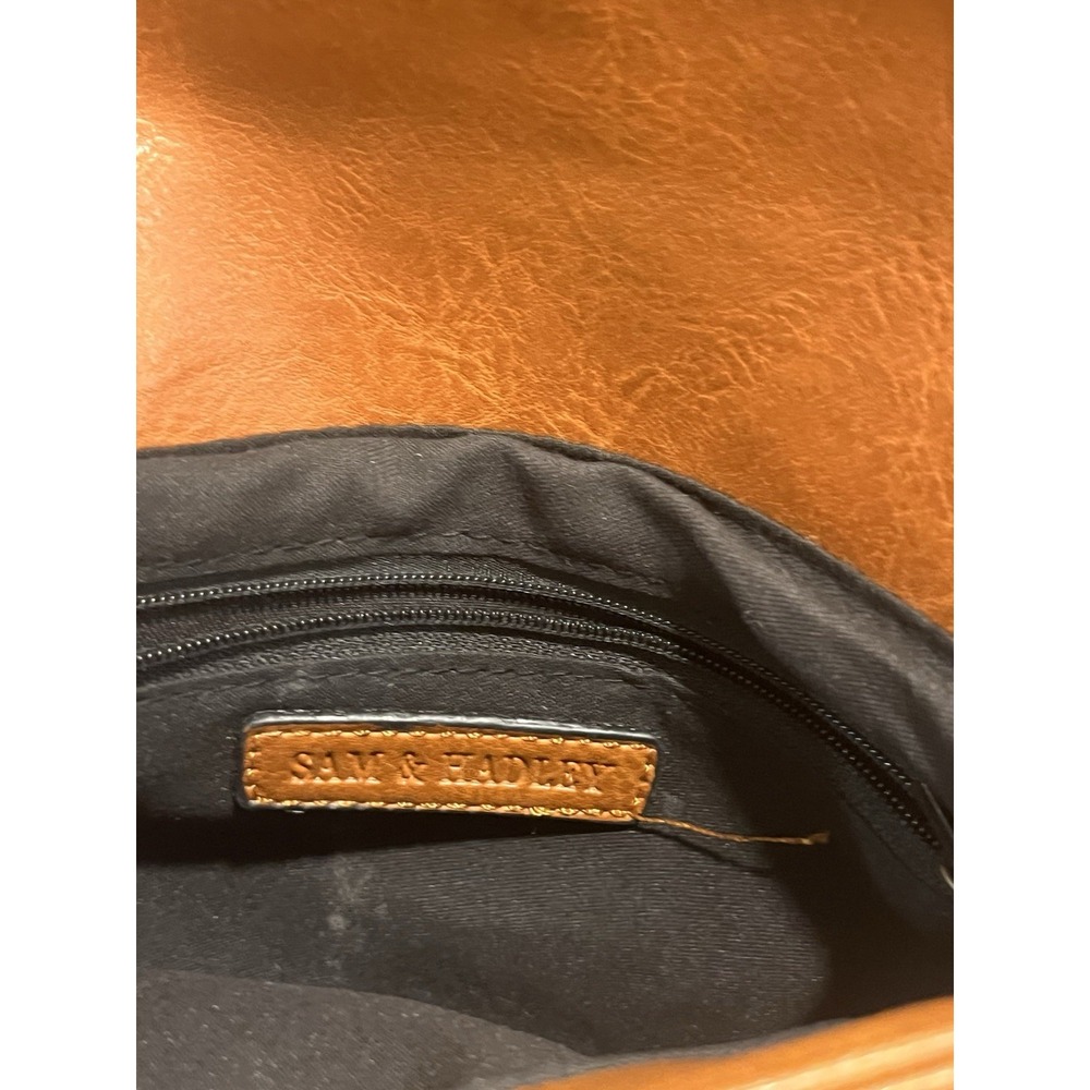 Sam & Hadley Brown Purse Tourqoise Detail Adjustable Strap Small - Picture 7 of 10